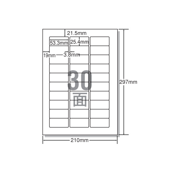 エーワン IJ用ラベルA4 30面 四辺余白角丸 20枚 F833532-29191