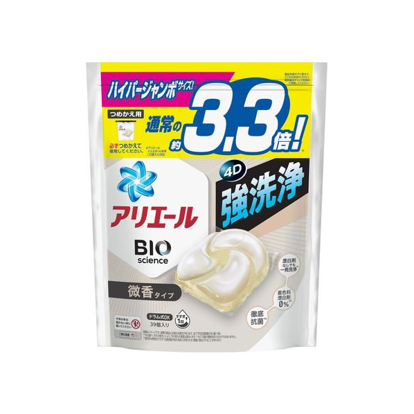 Ｐ＆Ｇ アリエールジェルボール4D 炭酸機能でハジける洗浄力微香 替39個 FCB8518