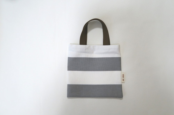 グレーボーダーのミニトート(Gray border mini tote bag)