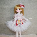 BJD1/6サイズドール  服　30センチ前後ドール 用　赤色ドット柄ワンピース　4点セット