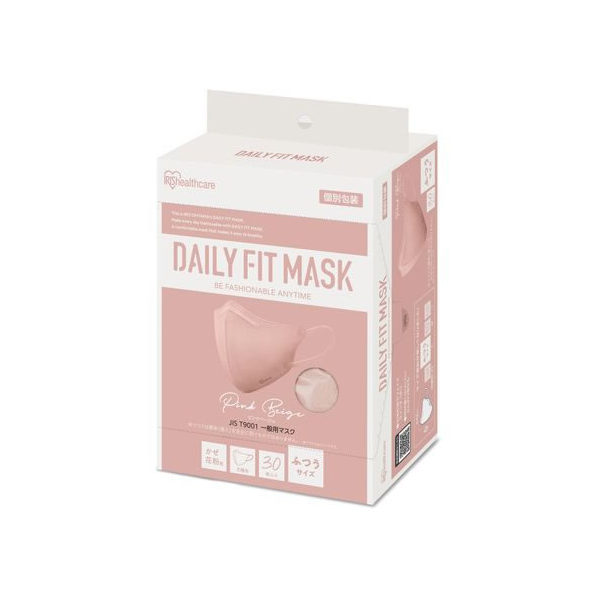 アイリスオーヤマ DAILYFITMASK立体 ふつう 30枚入 ピンクベージュ FCU8487-RK-F30SPB