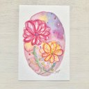 ????透明水彩画「flower」 イラストポストカード2枚セット　花　ピンク　メッセージカード　バースデーカード????