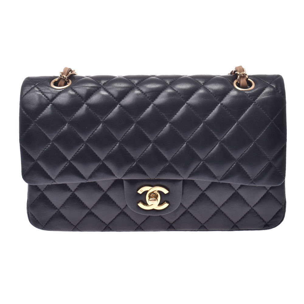 CHANEL シャネル マトラッセ チェーンショルダーバッグ 黒/ベージュ ゴールド金具 レディース ラムスキン ショルダーバッグ Bランク 中古 