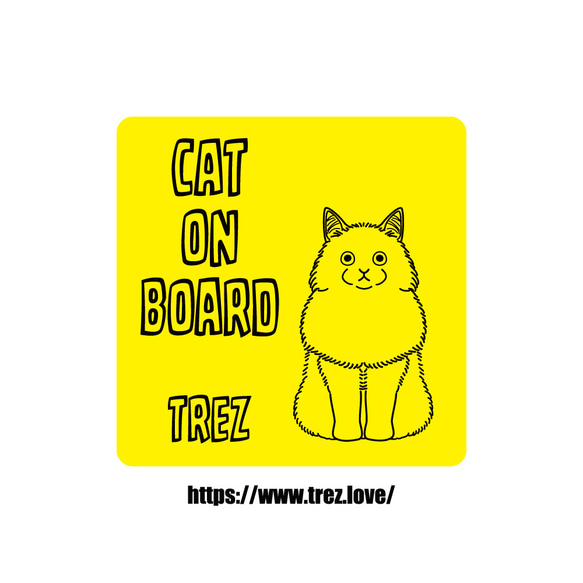 全8色 名前入り CAT ON BOARD ラグドール ラインアート マグネット