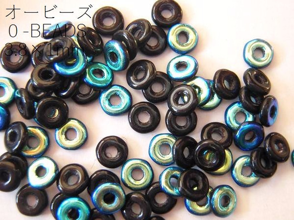 【オービーズ/o-beads】ジェットAB:直径3.8×1ミリ/2.5ｇ(約70～75ヶ)