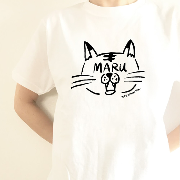 【名前印刷可】顔ネーム 猫Tシャツ