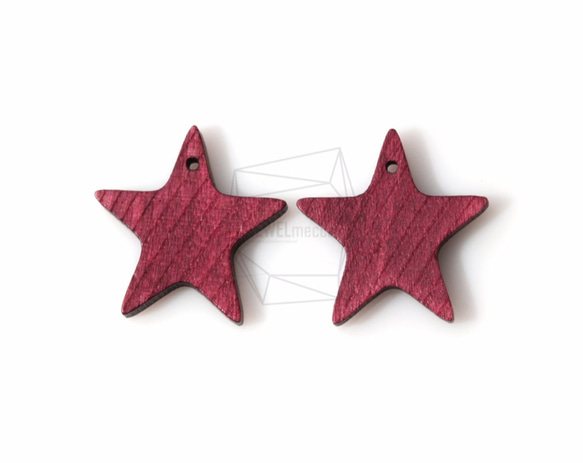 BSC-138-G【4個入り】スターウッドビーズ,Star Wooden Beads /22mm x 22mm