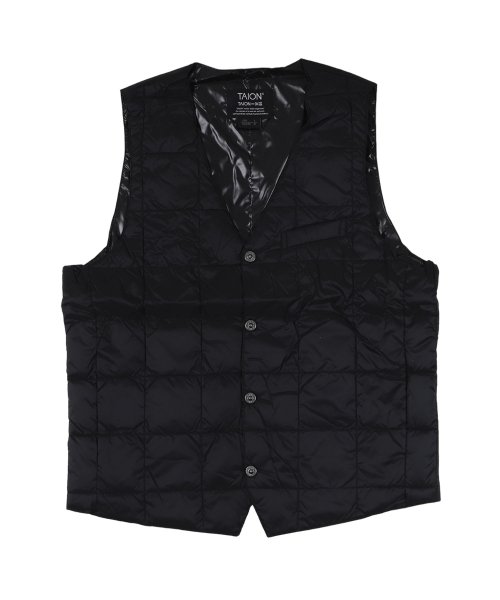 TAION タイオン インナーダウン ベスト ジレ アウター メンズ ベーシック Vネックボタン 防寒 V NECK BUTTON DOWN GILET ブラ