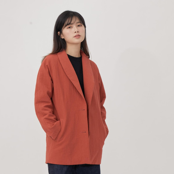 Carol Cotton Raglan Sleeves Suit jackets / Brick Red