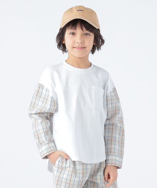 SHIPS KIDS:100～130cm / チェックシャツ コンビ カットソー