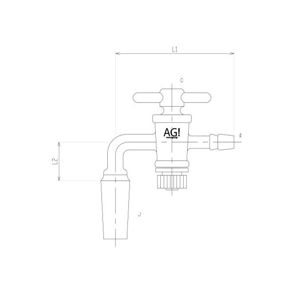 旭製作所 コック付排気管曲管90° オス PTFEコック