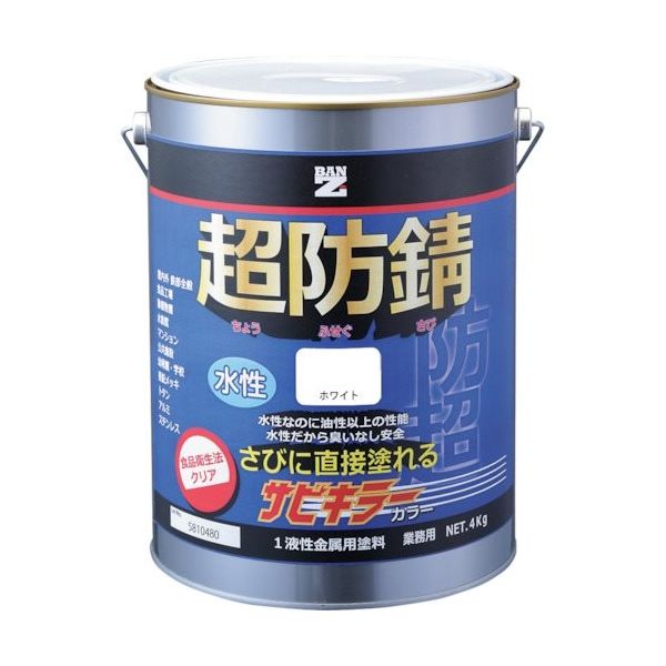 BANーZI BAN―ZI 防錆塗料 サビキラーカラー 4kg 白 Nー93 B-SKC/K04A 1缶 370-1711（直送品）