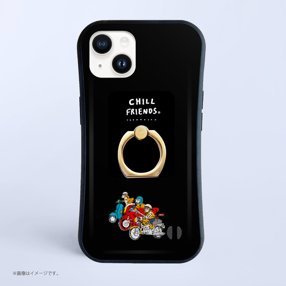 「CHILL FRIENDS_バイカーズ」リング付き耐衝撃グリップiPhoneケース