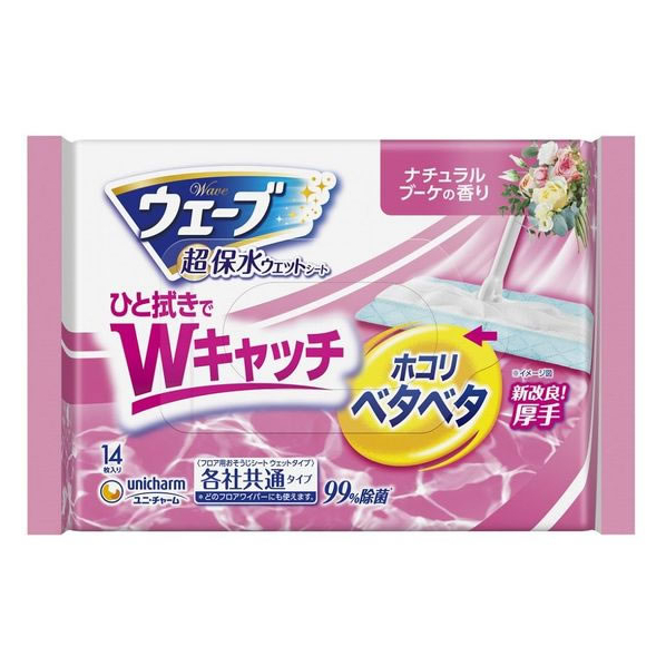 ユニ・チャーム ウェーブ 超保水 フロア用ウェットシート 微香タイプ 14枚 FC786PV
