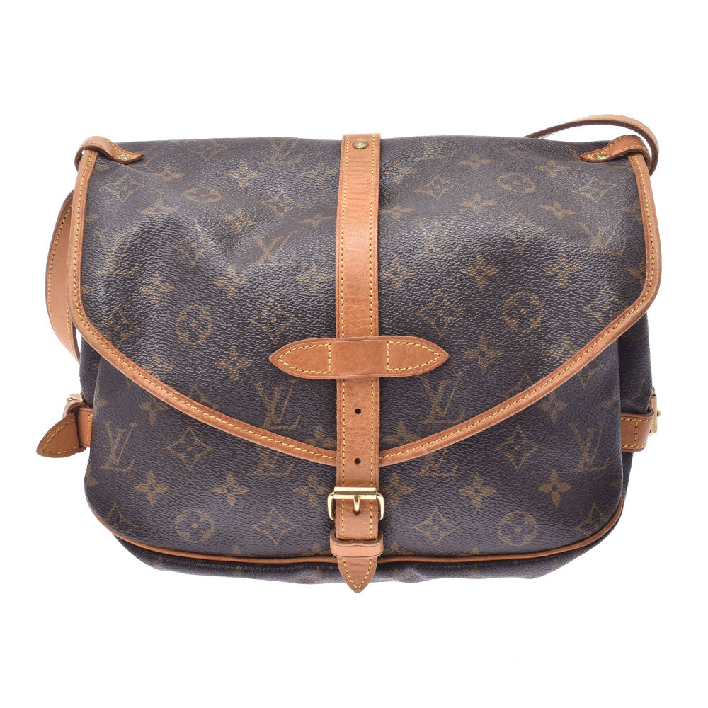 LOUIS VUITTON ルイヴィトンソミュール30  14145 ブラウン ユニセックス モノグラムキャンバス ショルダーバッグ M42256  中古