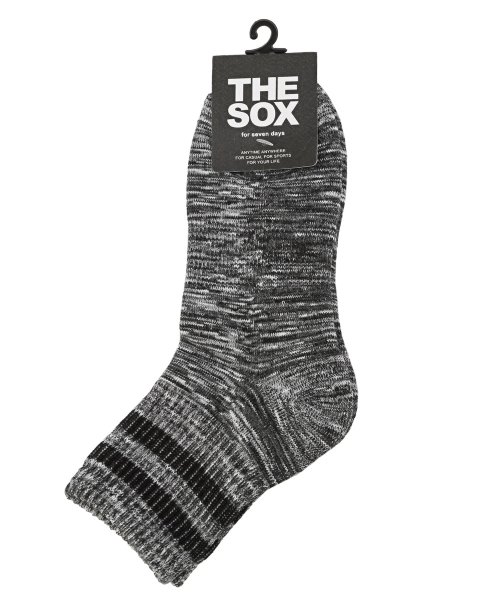 THESOX(ザソックス)スラブミックス2本ラインショートソックス/靴下 メンズ ソックス くつ下 ショートソックス ライン スラブ