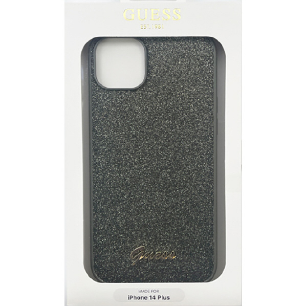 GUESS iPhone 14 Plus用グリッターフレーク 背面ケース グリーン GUHCP14MHGGSHN