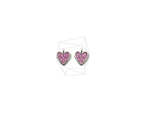 PDT-2446-R【2個入り】キュービックハートペンダント,CZ Heart Pendant