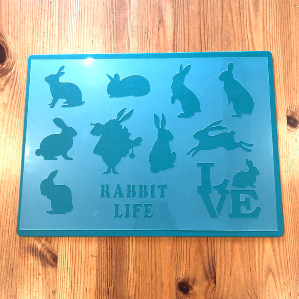 No.173 送料込 ステンシルシート ウサギ　うさぎ　兎RABBITシルエット