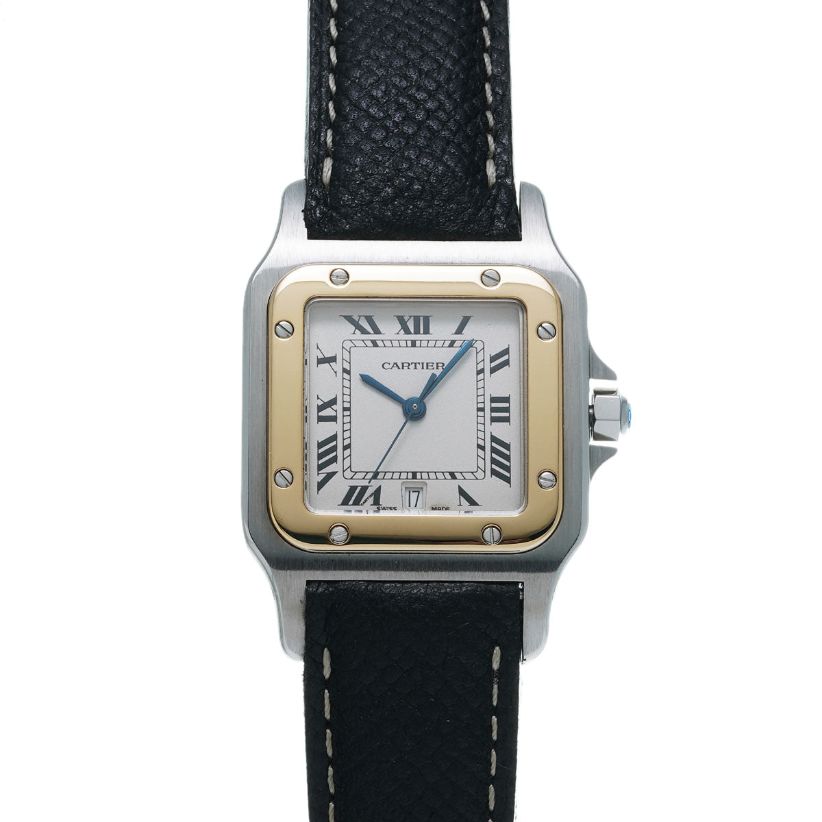 CARTIER カルティエ サントス ガルベ LM W200114A メンズ SS/YG 腕時計 クオーツ ホワイト文字盤 Aランク 中古 