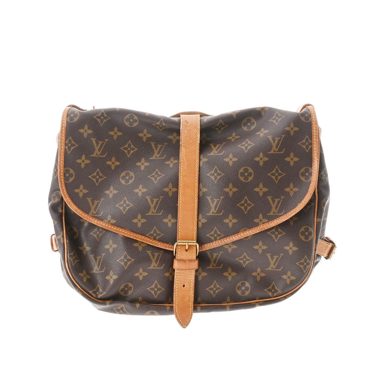 LOUIS VUITTON ルイヴィトン モノグラム ソミュール 35 ブラウン M42254 レディース モノグラムキャンバス ショルダーバッグ Bランク 中古 