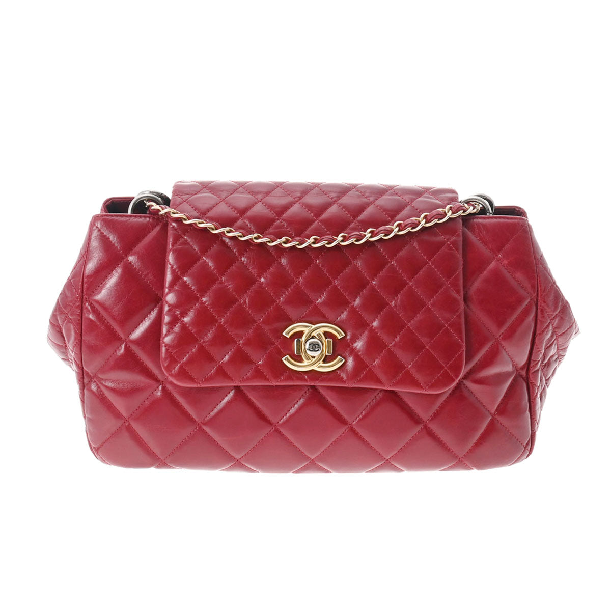 CHANEL シャネル チェーンショルダー  赤 ゴールド金具 レディース ヴィンテージカーフ ショルダーバッグ ABランク 中古 