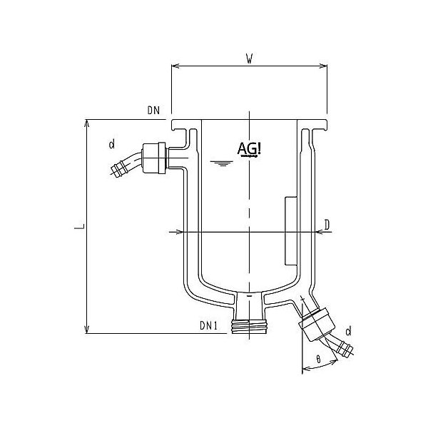 旭製作所 フルジャケット式セパラ反応容器 ホース口タイプ・弁座付 撹拌バッフル付 3076-6/200-H-A 1個 61-4716-33（直送品）