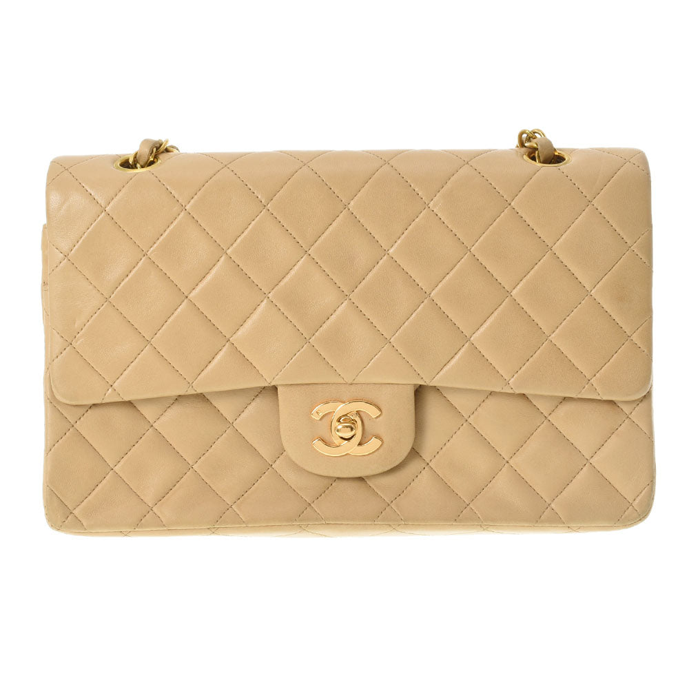 【2024年最新】 CHANEL シャネル マトラッセ ダブルフラップ 25cm チェーン ベージュ ゴールド金具 レディース ラムスキン ショルダーバッグ Bランク 中古 