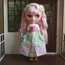 ゆめかわワンピースセット　My Little Tailor（マイリトルテイラー）ジョリーフルール　ライトグリーン　２２㎝ドール服　ブライスに