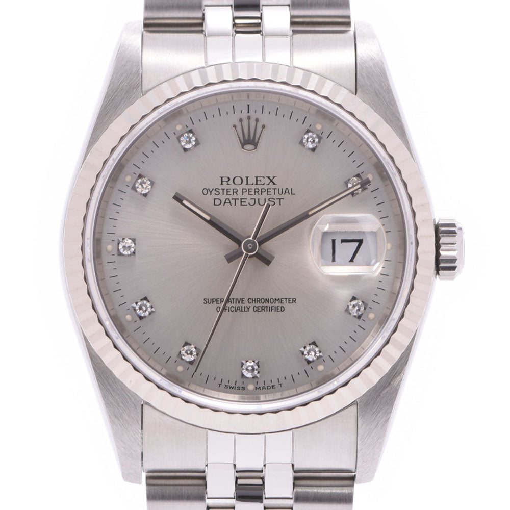 ROLEX ロレックス デイトジャスト 10Pダイヤ  16234G メンズ WG/SS 腕時計 自動巻き シルバー文字盤 Aランク 中古 