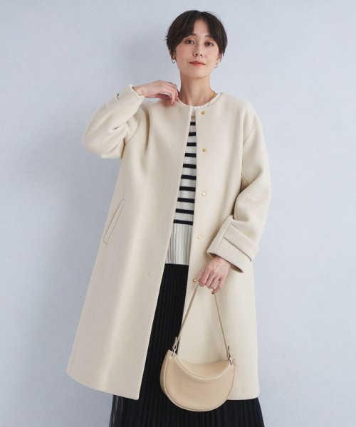 ［size SHORT/TALLあり］SENTDALE WOOL セントデールウール ノーカラー コート