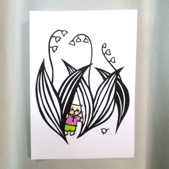 【切り絵】原画　A5サイズ　 Lily of the valley2