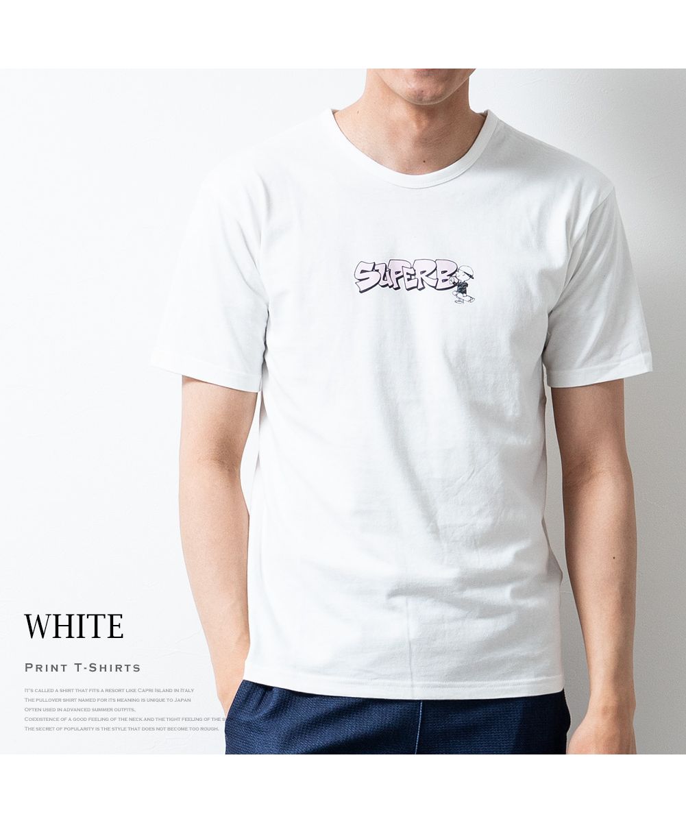 GENELESS/tシャツ メンズ 半袖 綿100 半袖tシャツ フロントプリント Uネック クル･･･