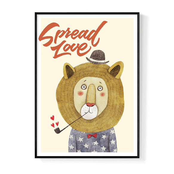 パイナップル絵画セレクション – Spread Joy, Spread Love 30x40cm 北欧/イラスト/ライオン/写真