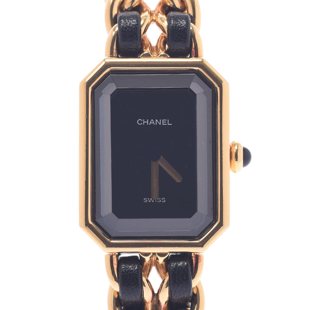 CHANEL シャネル プルミエール サイズL H0001 レディース GP/革 腕時計 クオーツ 黒文字盤 Aランク 中古 