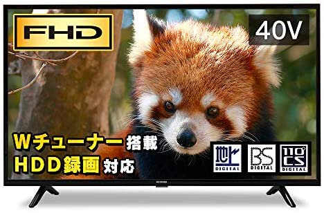 アイリスオーヤマ 40V型 液晶テレビ ハイビジョン ダブルチューナー内蔵 外付HDD対応(裏番組録画対応) 40FB10P【中古品】