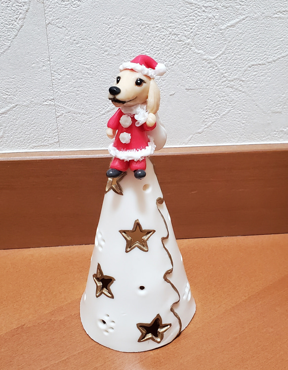 クリスマス　ダックスフンドのクリスマスツリーランプ