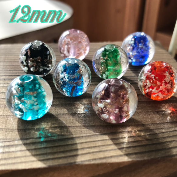 ＊蓄光 とんぼ玉 12mm 8色8個×2セット＊トンボガラス/蛍光石/アクセサリーパーツ/沖縄