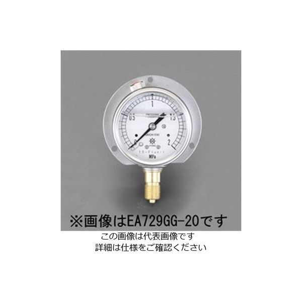 エスコ 60mm/ 0ー10MPa つば付圧力計(グリセリン入) EA729GG-100 1個（直送品）