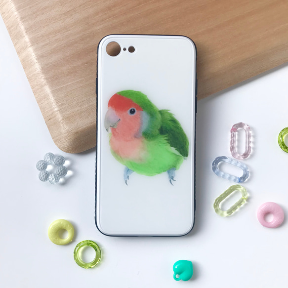 p-jet　コザクラインコ　ノーマル　（ 強化ガラス　 iPhone ケース  ）  iPhone15　/ 鳥 インコ