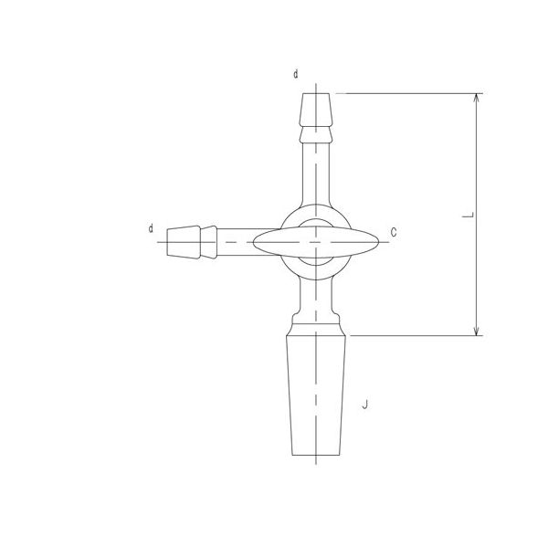 旭製作所 摺付三方コックII型 オス ガラスコック 15/20 85mm 2454-1M 1個 65-1838-10（直送品）