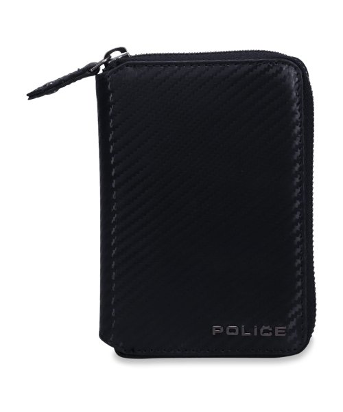 ポリス POLICE ラウンドショートウォレット 財布 二つ折り メンズ 本革 ラウンドファスナー ROUND SHORT WALLET ブラック 黒 PA－7