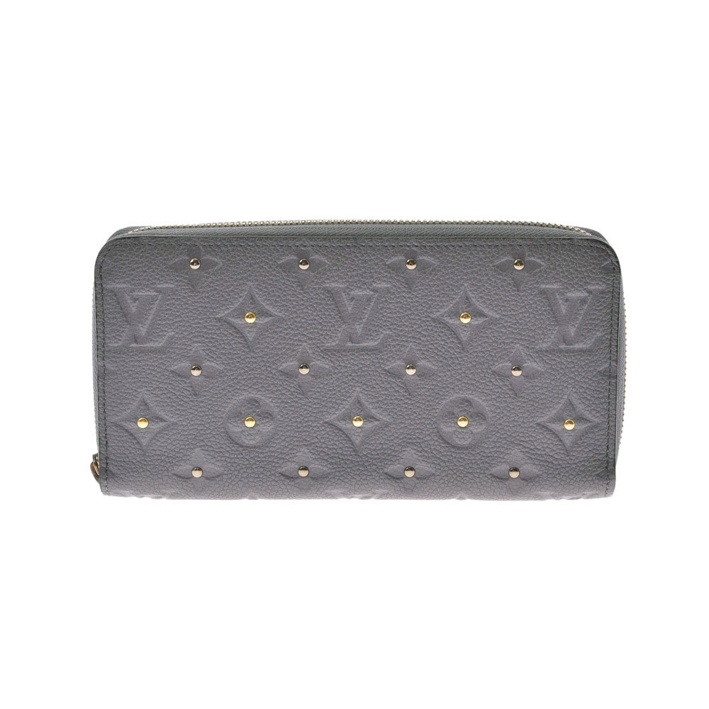 LOUIS VUITTON ルイヴィトン モノグラム アンプラント ジッピーウォレット グレー M62209 ユニセックス レザー スタッズ 長財布 Aランク 中古 