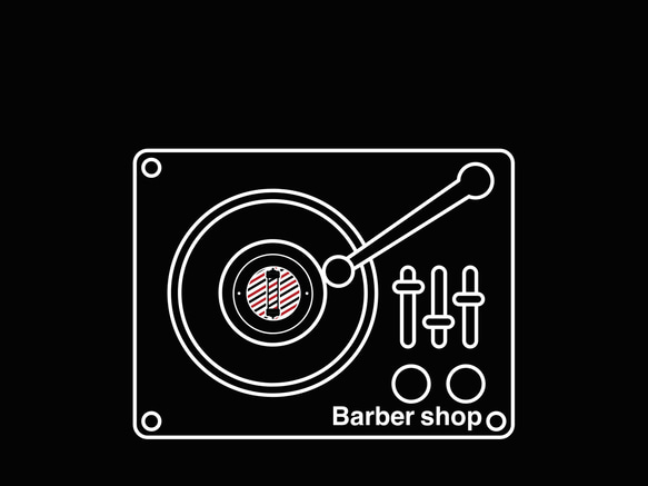 サインポールとターンテーブルbarber shop名入れ無料