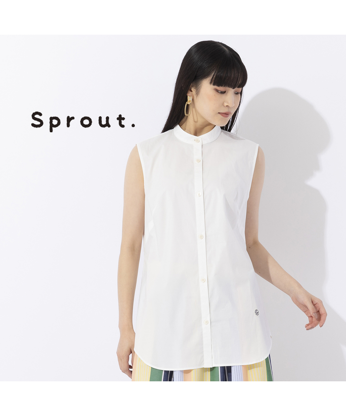 リリアンビューティ/【Sprout.】綿混バンドカラー　ノースリーブブラウス