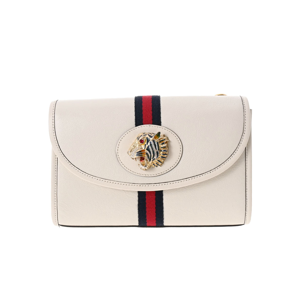 GUCCI グッチ ダイガーヘッド ラジャ 2WAY 白 ゴールド金具 570145 レディース レザー ショルダーバッグ ABランク 中古 