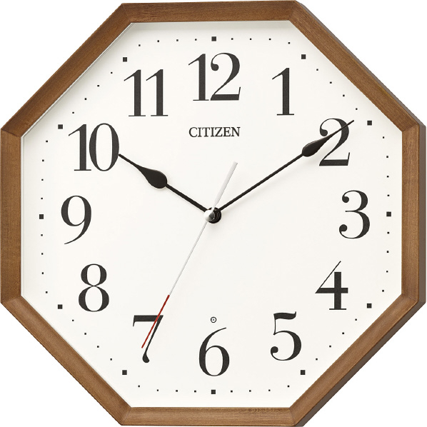 リズム時計 電波掛時計 CITIZEN 茶色 8MY531-006