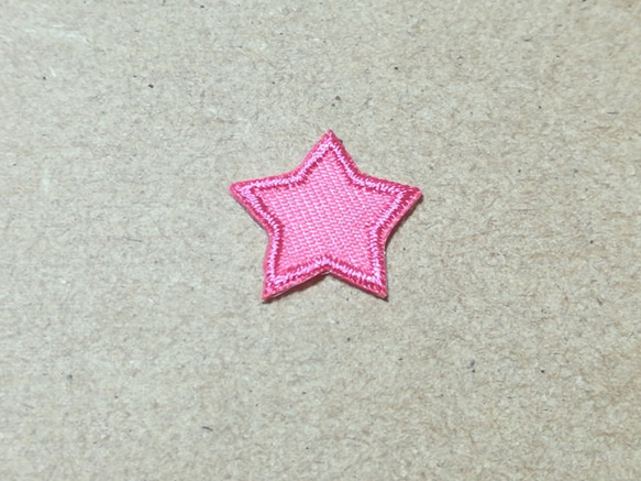 縁取り刺繍ワッペン星スター/カメリア・ピンク系