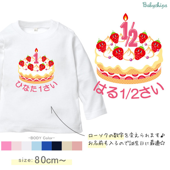 【メール便送料無料】 名入れ 長袖 Tシャツ 誕生日 プレゼント ［ Birthday Cake　lt-birth02］