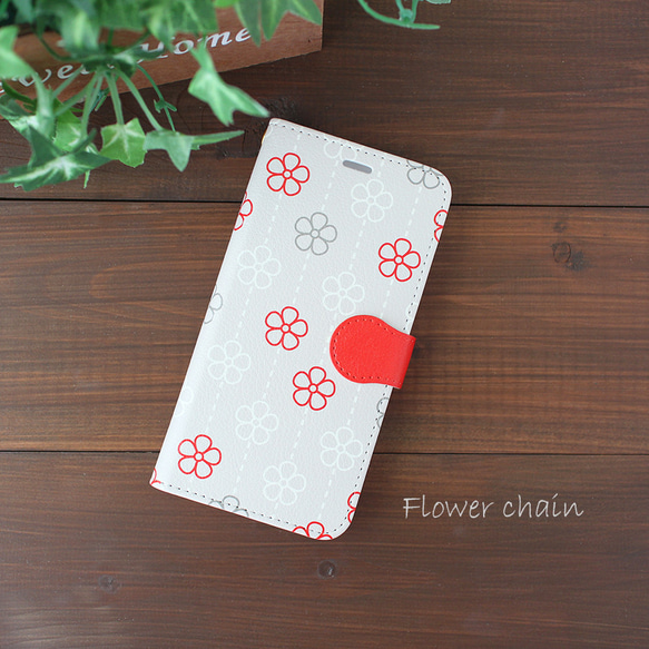 【iPhoneケース】Flower chain ★ ほぼ全機種対応 手帳型スマホケース